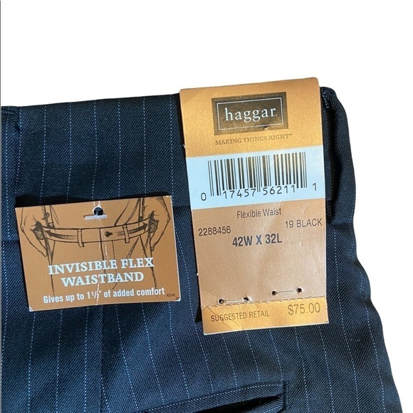 Haggar NWT pin stripe pants with flexible waist. Size 42W x 32L. New with tags! - Picture 5 of 5